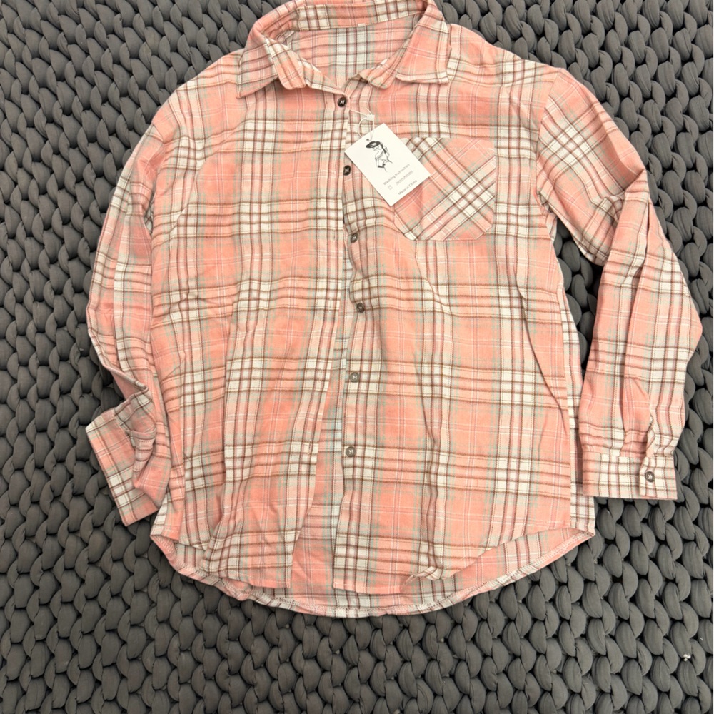 Pink Plaid Button-Up Shirt